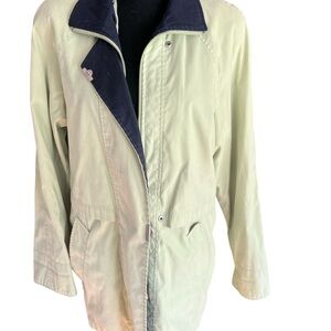 Liz Claiborne Pale Green Jacket with Navy Trim